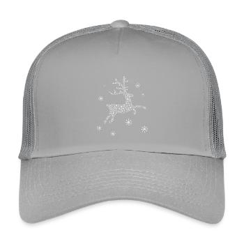 Hirsch Rentier Sterne Schneeflocken Weihnachten - Kinder Trucker-Cap - Hellgrau - Vorne