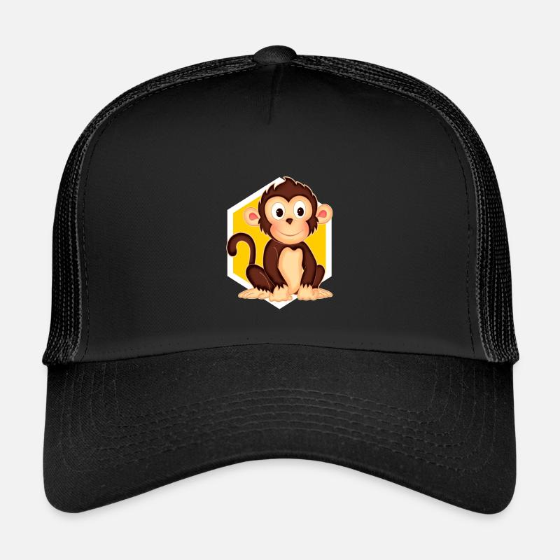 Kleines Äffchen - Kinder Trucker-Cap - Schwarz/Schwarz
