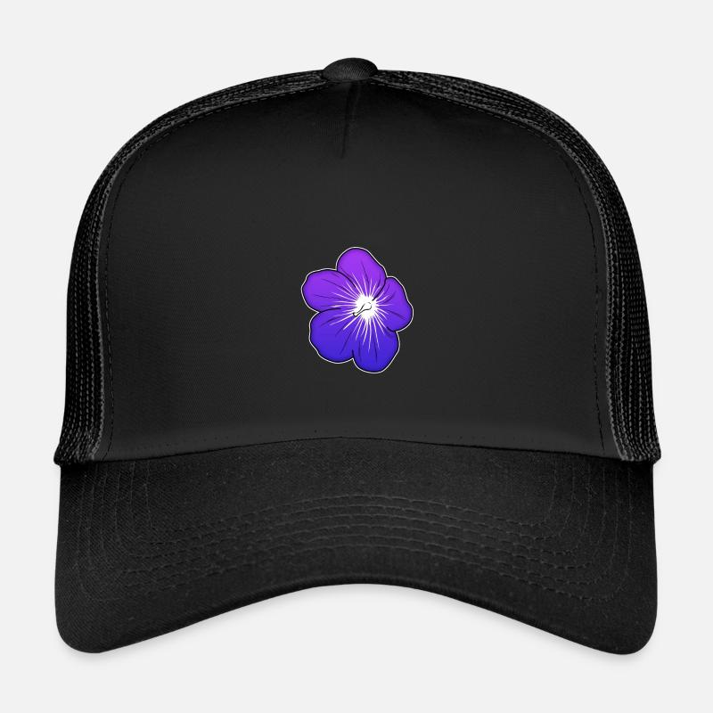 Violette Blütenillustration mit leuchtender Mitte - Kinder Trucker-Cap - Schwarz/Schwarz