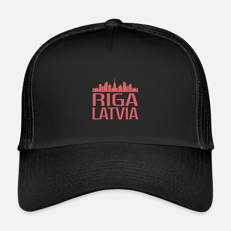 Stilvolle Riga Skyline Illustration - Kinder Trucker-Cap - Schwarz/Schwarz