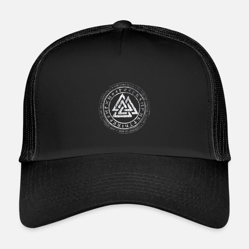 Valknut Wikinger Kelten Germanen Knoten Runen - Kinder Trucker-Cap - Schwarz/Schwarz
