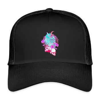 Pastel Goth Totenkopf Eule Aesthetic Clothes Mond - Kinder Trucker-Cap - Schwarz/Schwarz - Vorne