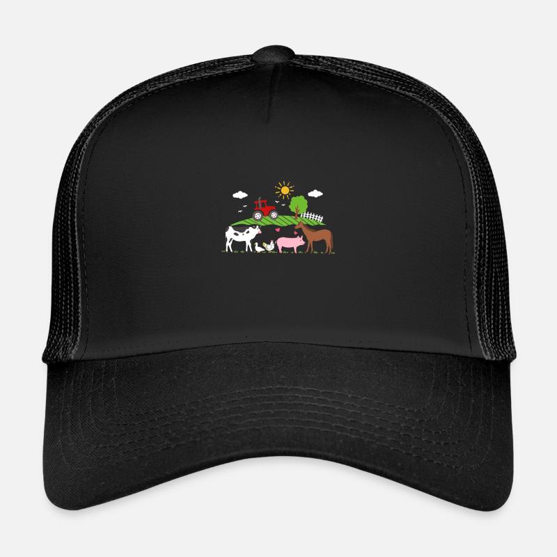 Bauernhof Traktor Nutztiere - Kinder Trucker-Cap - Schwarz/Schwarz