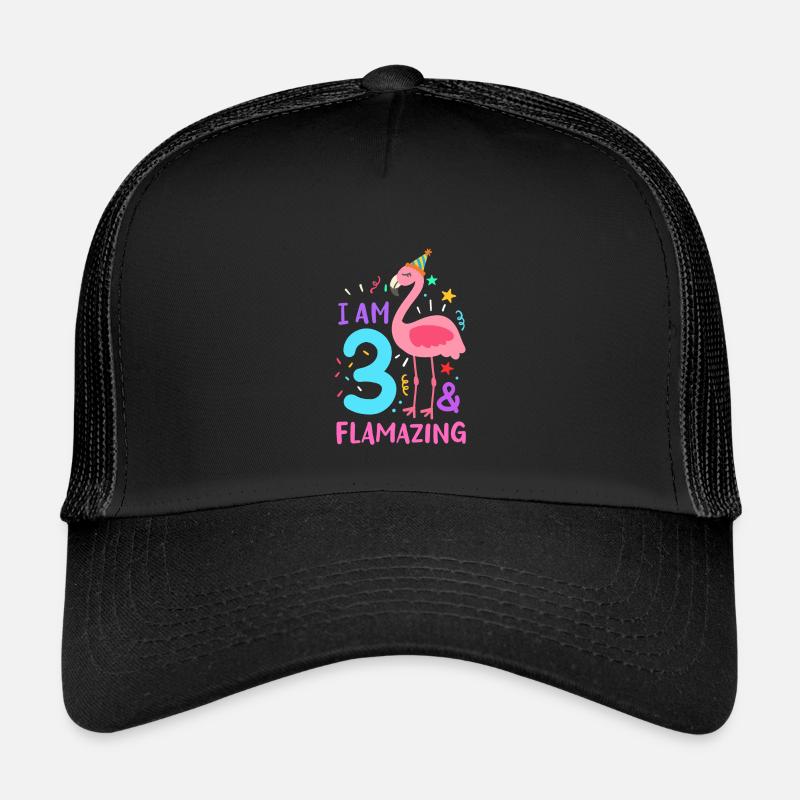 3. Geburtstag Flamingo - Kinder Trucker-Cap - Schwarz/Schwarz