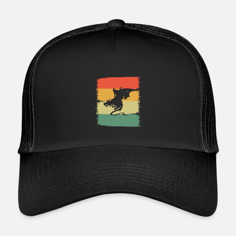 Drache Drachen - Kinder Trucker-Cap - Schwarz/Schwarz