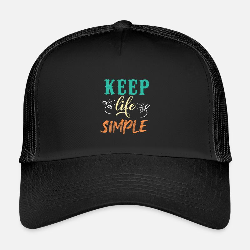 Halten Sie das Leben einfach Motivationsdesign - Kinder Trucker-Cap - Schwarz/Schwarz