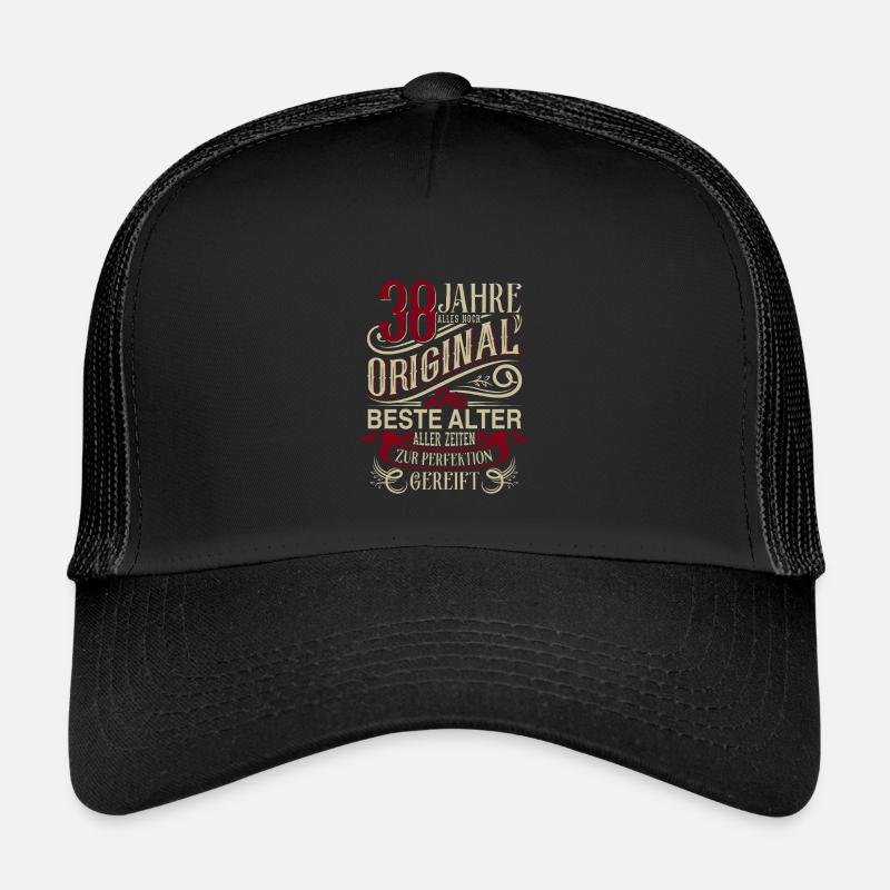 38. Geburtstag Vintage Retro - Kinder Trucker-Cap - Schwarz/Schwarz