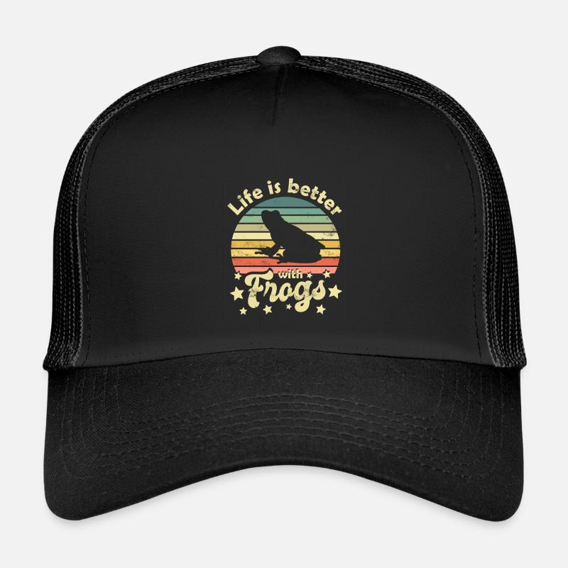 Frosch Frösche - Kinder Trucker-Cap - Schwarz/Schwarz