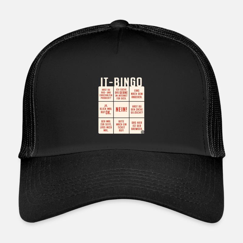 IT Support Bingo Service Desk IT Helpdesk Sysadmin - Kinder Trucker-Cap - Schwarz/Schwarz