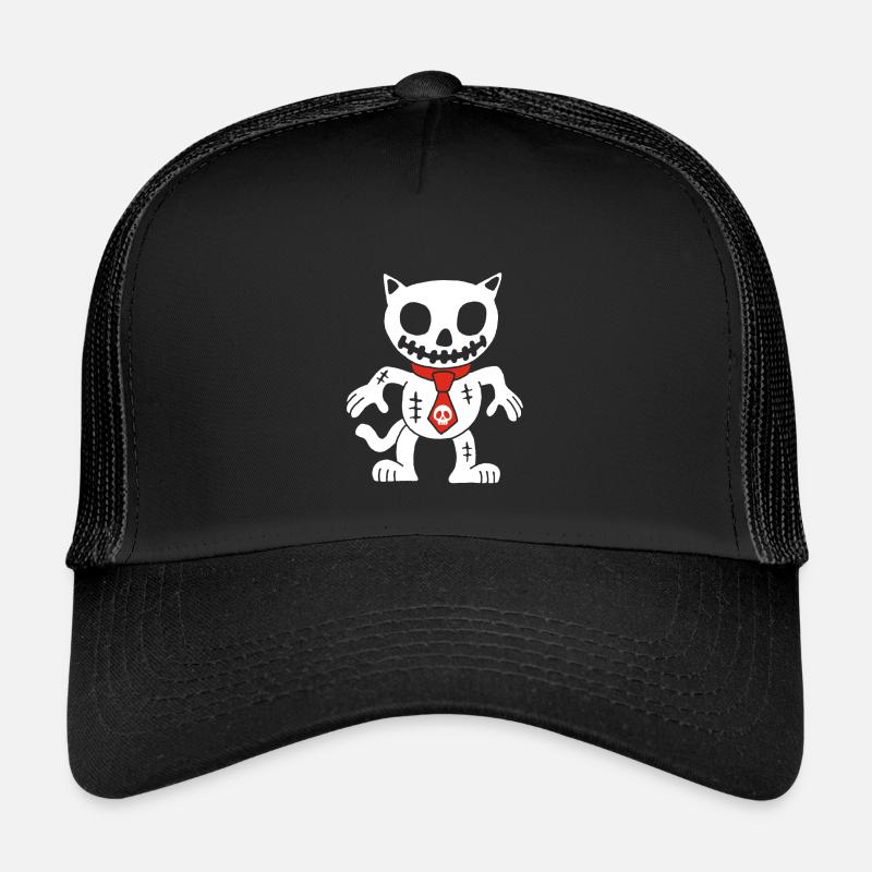 Weiße Katze Voodoo Puppe - Kinder Trucker-Cap - Schwarz/Schwarz