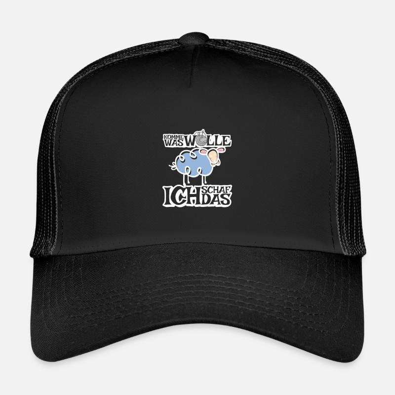 Komme was Wolle ich Schaf das - Kinder Trucker-Cap - Schwarz/Schwarz