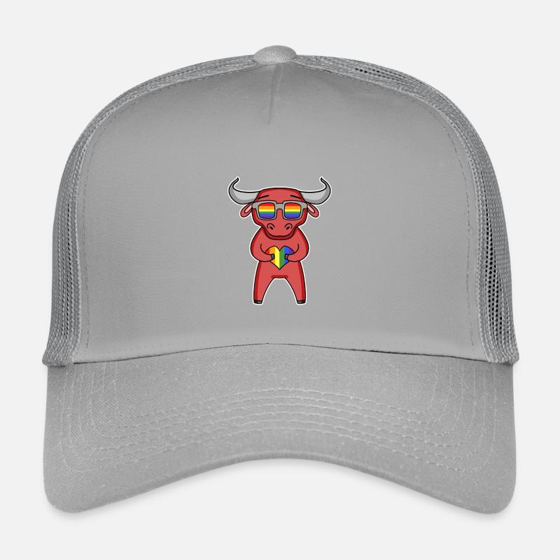 Regenbogen - Stier mit Brille und Herz Kinder Trucker-Cap