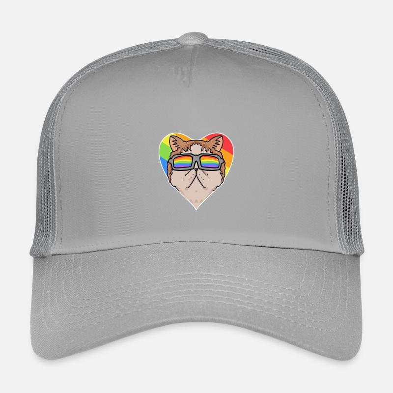 Regenbogen - Katze mit Brille und Herz Kinder Trucker-Cap