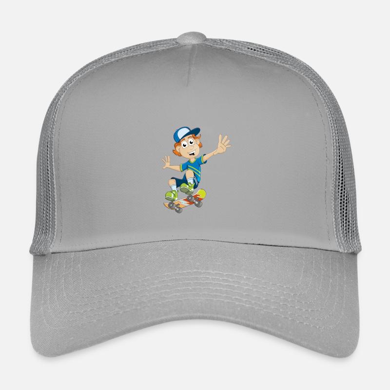 Dessin d’un garçon sur une planche à roulettes Casquette trucker enfant