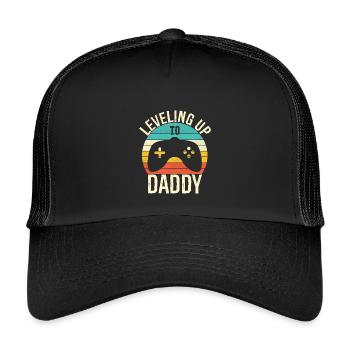 Leveling up to daddy - Kids’ Trucker Cap - black/black - Front