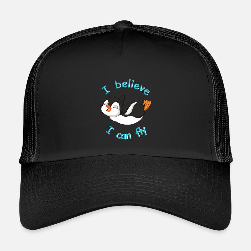 Glaub an dich: fliegender Pinguin - Kinder Trucker-Cap - Schwarz/Schwarz