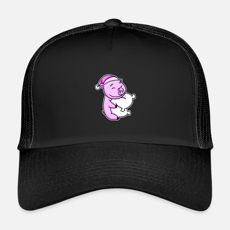 Schwein Müde Ausschlafen Schlafen Mädchen - Kinder Trucker-Cap - Schwarz/Schwarz