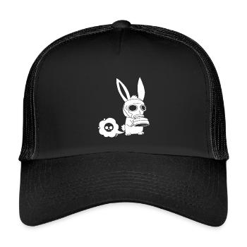 White rabbit farting - Kids’ Trucker Cap - black/black - Front