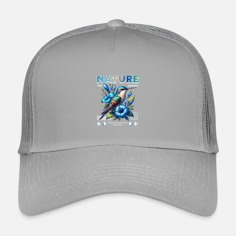 Colibri bleu avec fleurs Art de la nature Casquette trucker enfant
