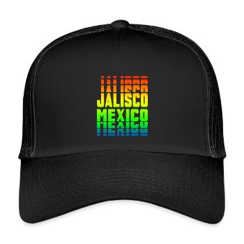 Jalisco Mexico rainbow design - Kids’ Trucker Cap - black/black - Front