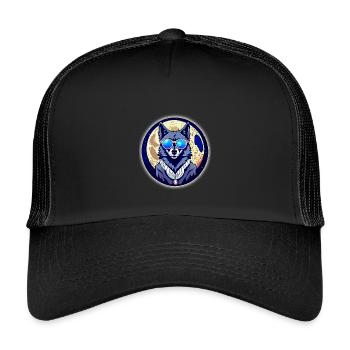 Wolf auf dem Mond - Kinder Trucker-Cap - Schwarz/Schwarz - Vorne