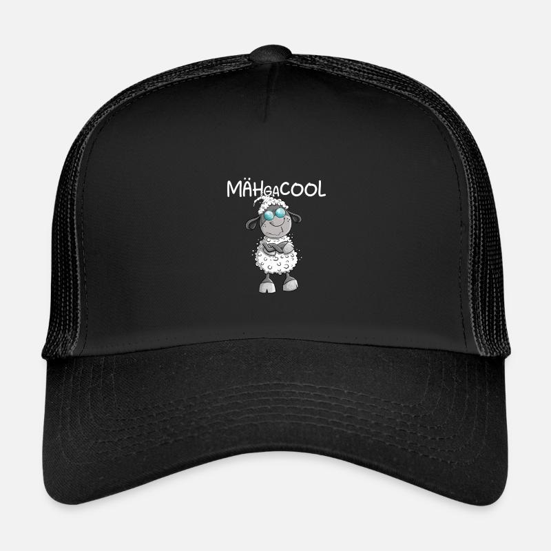 Megacooles Schaf I Mähgacool Wortspiel - Kinder Trucker-Cap - Schwarz/Schwarz