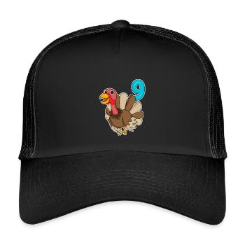 9th Birthday Motif Turkey - 9 Years - Kids’ Trucker Cap - black/black - Front