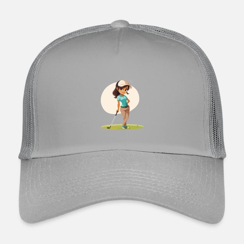 Female Golfer Comic Kids’ Trucker Cap