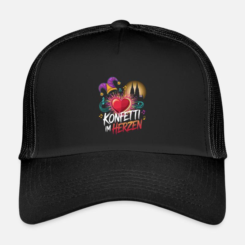 Köln Konfetti Im Herzen Karneval Herz Kölner Köln - Kinder Trucker-Cap - Schwarz/Schwarz