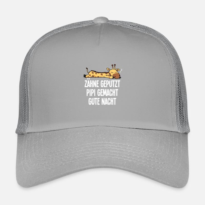 Teeth Brushed Funny Giraffe Sleep Saying Motif Kids’ Trucker Cap