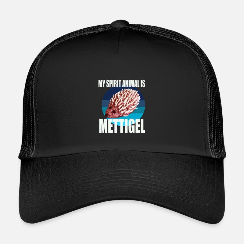 Mein Krafttier ist Mettigel - Kinder Trucker-Cap - Schwarz/Schwarz