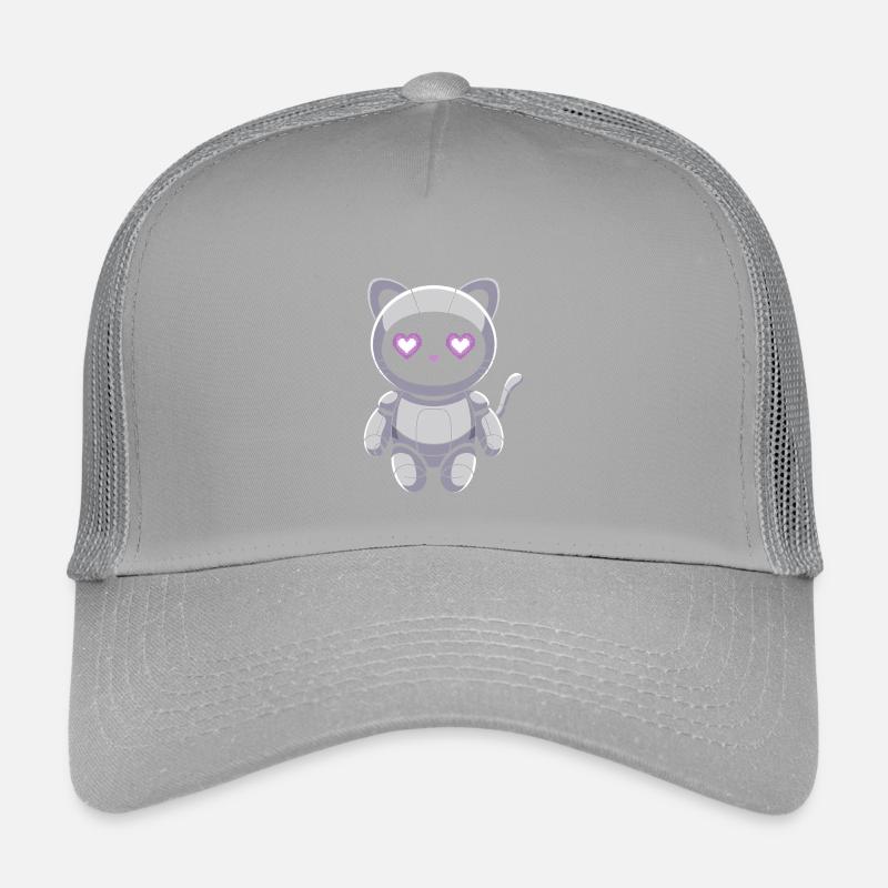 Cuddly cat robot with heart eyes Kids’ Trucker Cap