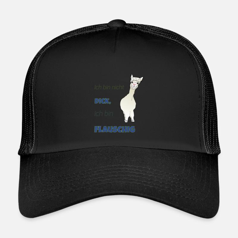 Ich bin nicht dick, ich bin flauschig! - Kinder Trucker-Cap - Schwarz/Schwarz