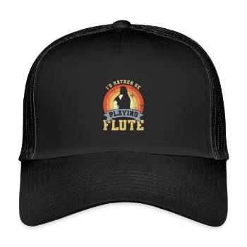 I’d Rather Be Playing Flute - Kinder Trucker-Cap - Schwarz/Schwarz - Vorne