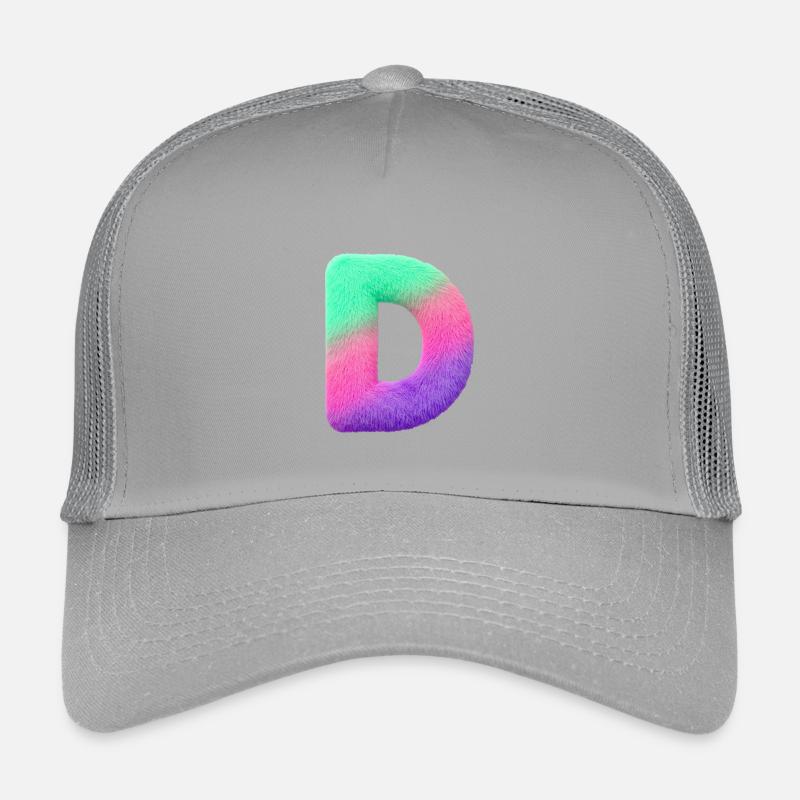 D - Lettre en aspect fourrure et dégradé de couleurs Casquette trucker enfant