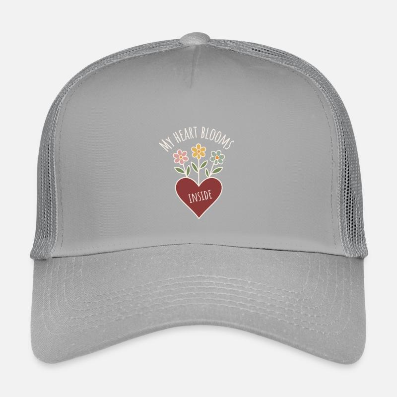 Fleurs en forme de cœur avec un dicton positif Casquette trucker enfant
