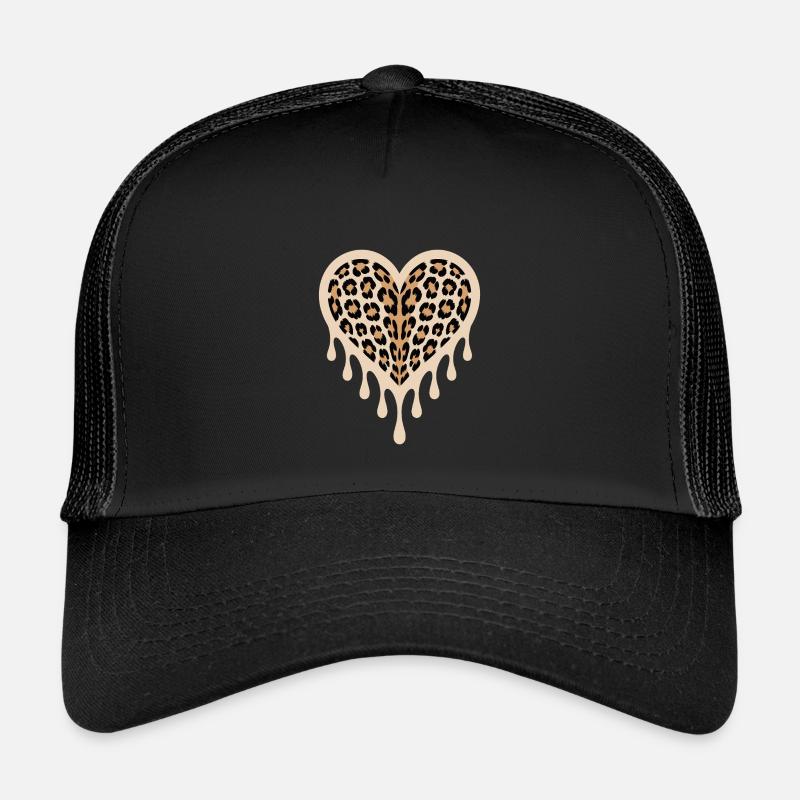 Leopard Herz - Kinder Trucker-Cap - Schwarz/Schwarz