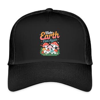 Make Earth Cool Again Champignon Kawaii Nature - Casquette trucker enfant - noir/noir - Devant