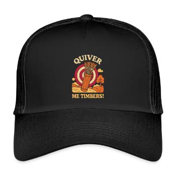 Quiver Me Timbers Funny Bogenschütze Bogenschießen - Kinder Trucker-Cap - Schwarz/Schwarz - Vorne