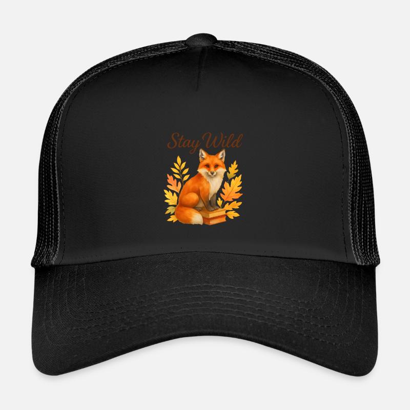  Stay Wild – Herbstlicher Fuchs - Kinder Trucker-Cap - Schwarz/Schwarz