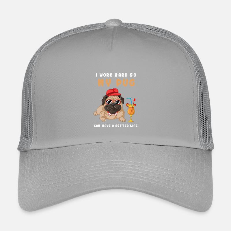 Ich arbeite hart, mein Mops Kinder Trucker-Cap