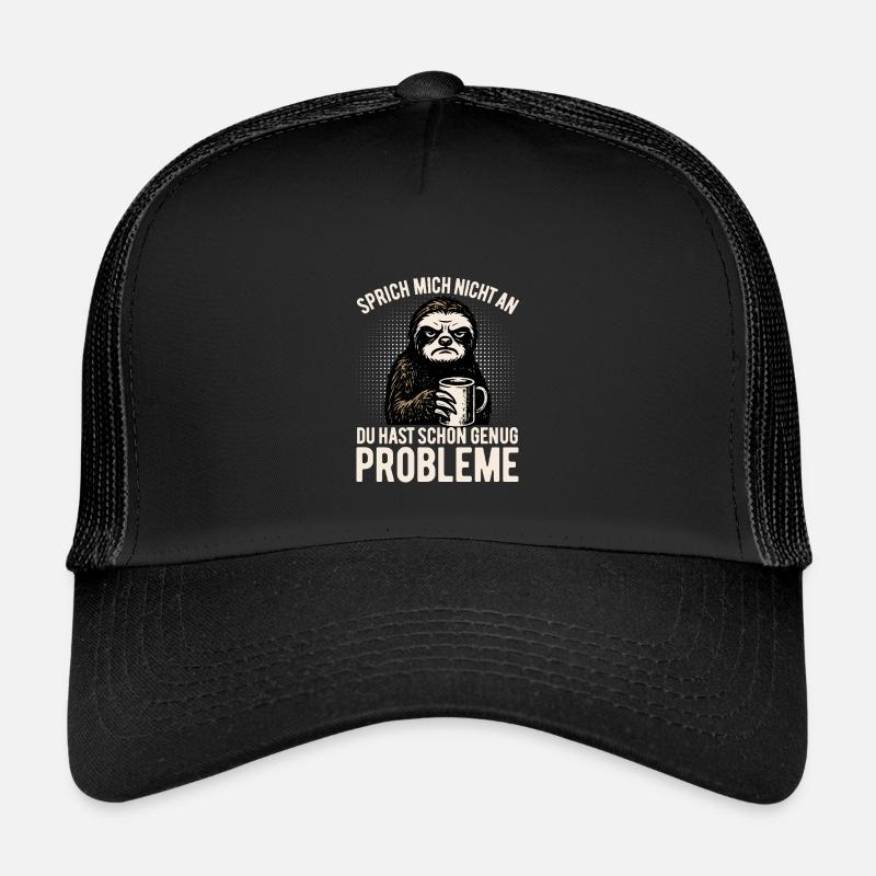  Sprich mich nicht an - Faultier mit Kaffee - Kinder Trucker-Cap - Schwarz/Schwarz