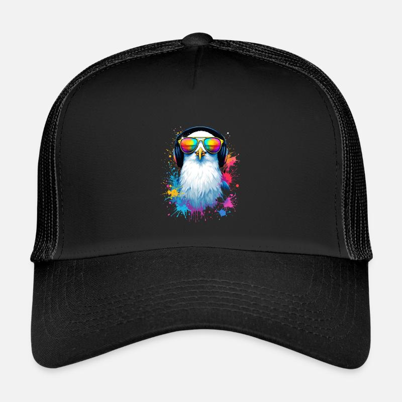 Bunte Möwe Vogel mit Kopfhörer Sonnenbrille Kinder Trucker-Cap
