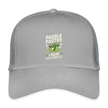 Pickleball Cucumber Pickle Gift - Kids’ Trucker Cap - light grey - Front
