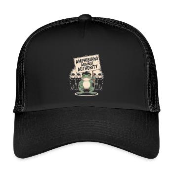 Amphibians Against Authority Portland - Kids’ Trucker Cap - black/black - Front