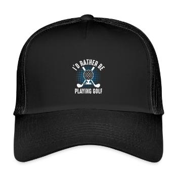 Ich würde lieber Golf spielen – Golfer Design - Kinder Trucker-Cap - Schwarz/Schwarz - Vorne