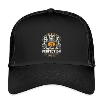 71. Geburtstag - Kinder Trucker-Cap - Schwarz/Schwarz - Vorne