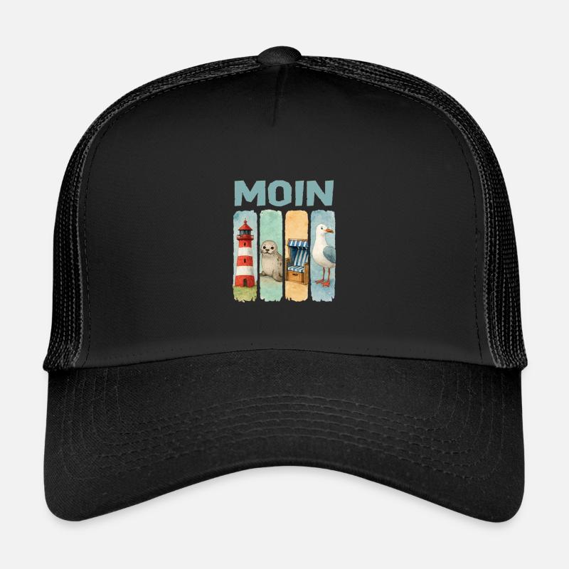 Moin Leuchtturm Robbe Strandkorb Möwe Küste Kinder Trucker-Cap