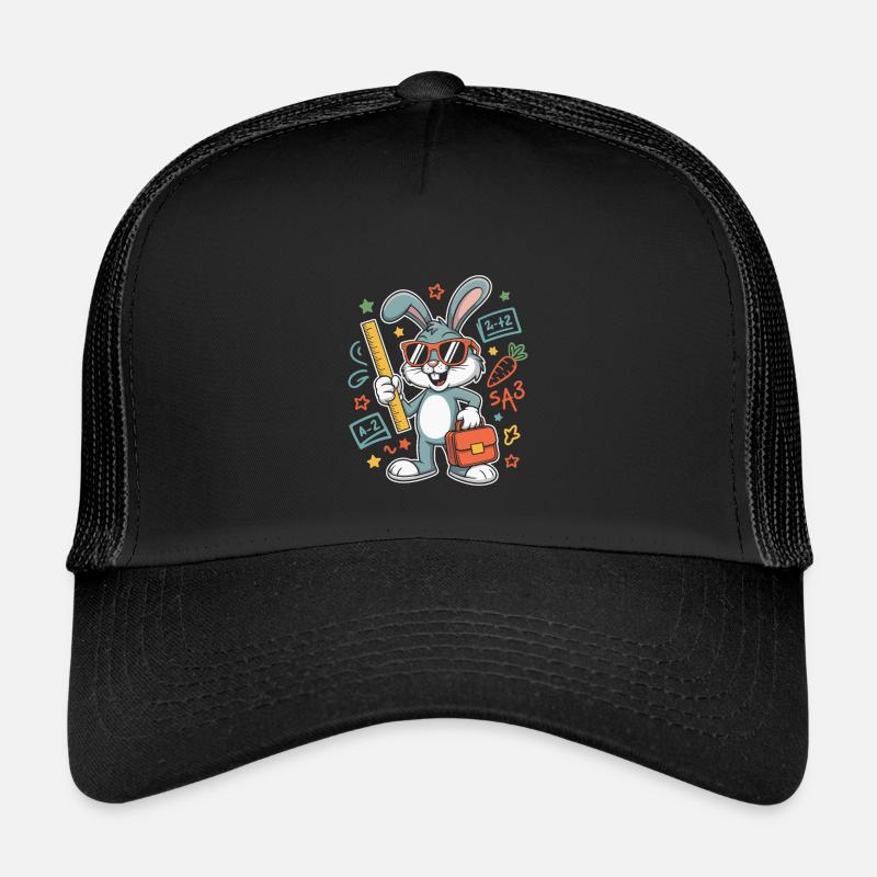 Math Bunny Glasses Suitcase - Kids’ Trucker Cap - black/black