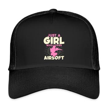 Just a Girl Who Loves Airsoft - Kids’ Trucker Cap - black/black - Front